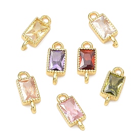 Прямоугольные подвески-коннекторы из латуни с инкрустацией кубическим цирконием, золотые, стойки покрытие, без кадмия и без свинца, долговечный