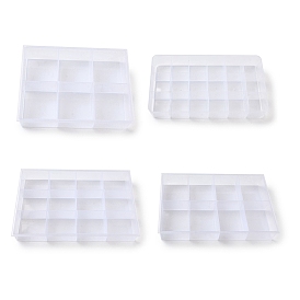 6/8/12/18 Grids Transparent Plastic Jewelry Trays, Rectangle Desktop Organizer Case with No Cover, for Earrings, Rings, Bracelets, Small Items