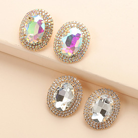 Vintage Style Colorful Glass Gem Alloy Earrings for Women