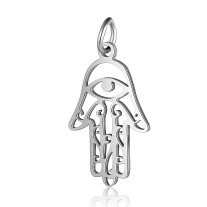 304 Stainless Steel Pendants, Hamsa Hand