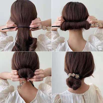 Crystal Flower Hair Bun Maker for Women - Shiny Hair Accessories for Updo Hairstyles
