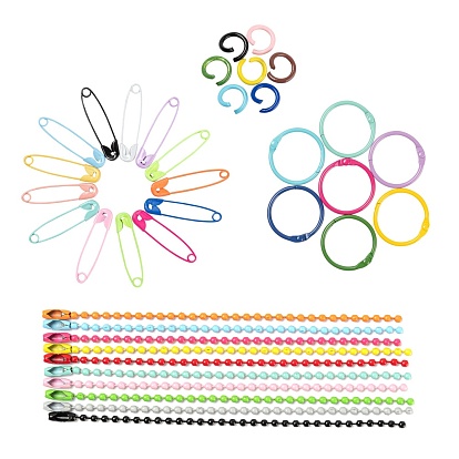 Kit de fabrication de porte-clés de bricolage, y compris les épingles de sûreté en fer peintes au pistolet et les chaînes à billes et les porte-clés fendus et les anneaux de liaison, pour la fabrication de bijoux