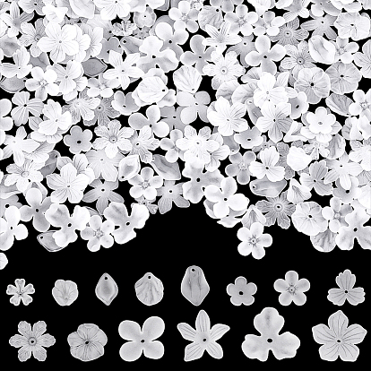 280шт 14 стили прозрачные акриловые колпачки для бусин, цветок, матовые