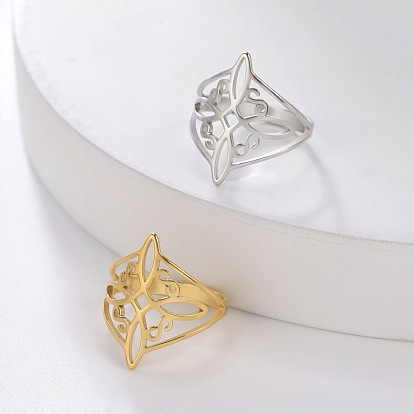 Модные 304 кольца из нержавеющей стали для женщин, цветок