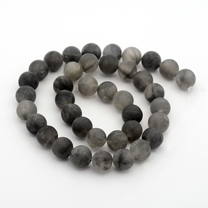 Frosted Natural Cloudy Quartz Round Bead Strands