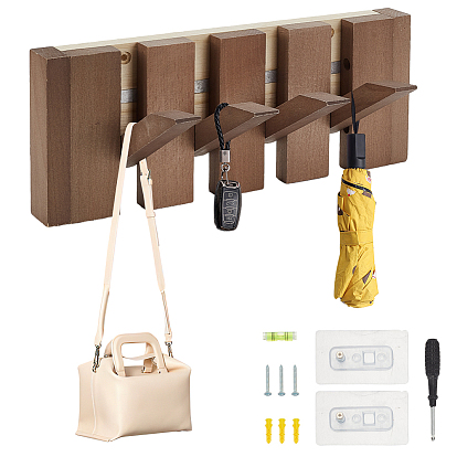 Wood Piano Key Shape Hanger Hook, Wall Clothes Coat Hook, with Screw