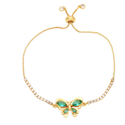 Chic and Minimalist Butterfly Bracelet with Sparkling Zircon Stones