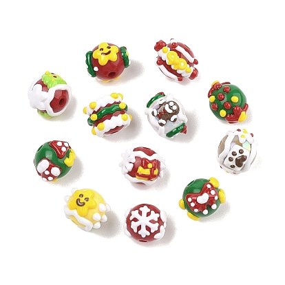 Рождественская тема нарисованная вручную акрил с эмалевыми бусинами, круглые