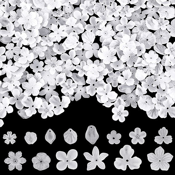 280шт 14 стили прозрачные акриловые колпачки для бусин, цветок, матовые