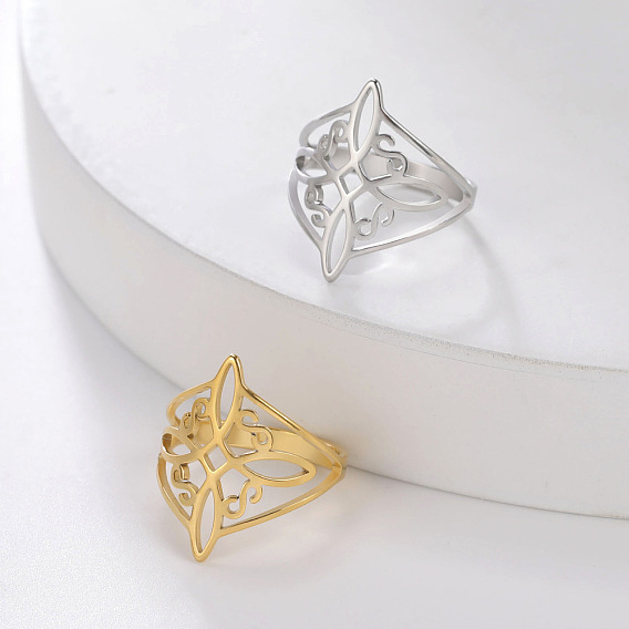 Модные 304 кольца из нержавеющей стали для женщин, цветок