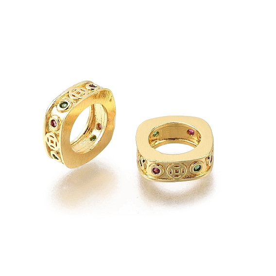 Латунные микро проложить Цирконий Европейский бисером, плоско-круглые, стойки покрытие, без кадмия и без свинца, долговечный