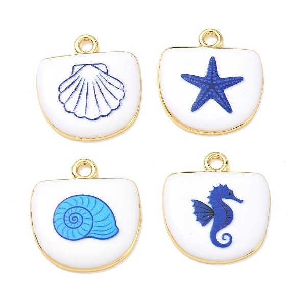 Printed Brass Pendants, Arch Charms, Rack Plating, Long-Lasting Plated, Lead Free & Cadmium Free, Real 18K Gold Plated