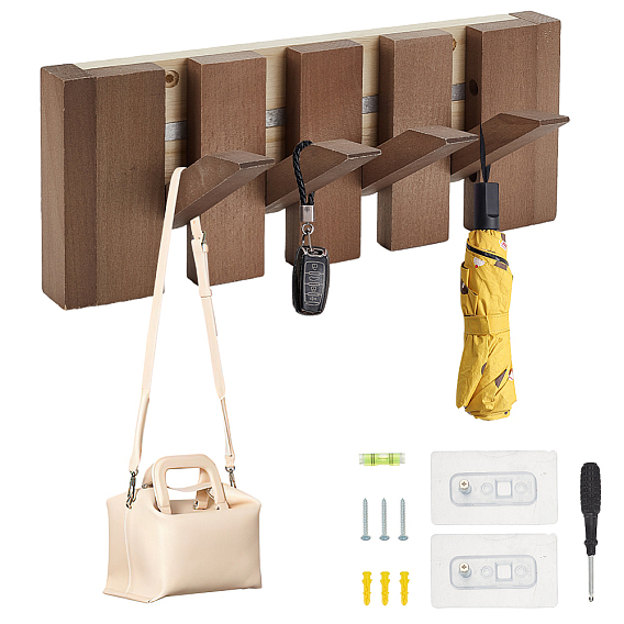 Wood Piano Key Shape Hanger Hook, Wall Clothes Coat Hook, with Screw