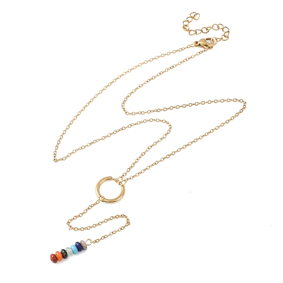 Ожерелья-лариаты в форме ронделя из натуральных и синтетических драгоценных камней, Ожерелье на тему чакры с 304 цепочками из троса из нержавеющей стали