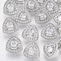 Brass Shank Buttons, with Micro Pave Cubic Zirconia, Triangle, Clear