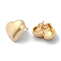 Heart Brass Stud Earrings, Long-Lasting Plated