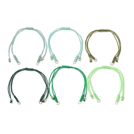 12 Stück 6 Farben geflochtene Nylonschnur zum Herstellen von geflochtenen Armbändern, mit Messingperlen und 304 Edelstahlkordelenden, golden