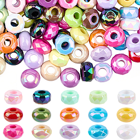 120 шт. 3 стили УФ-покрытие радужные переливающиеся акриловые европейские бусины, бусины с большим отверстием, рондель