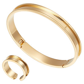 Набор для поиска поделок для изготовления ювелирных изделий, включая 304 рифленые открытые кольца манжеты из нержавеющей стали и настройки браслета манжеты, бархатные чехлы, кольцевой сердечник, для изготовления инкрустации