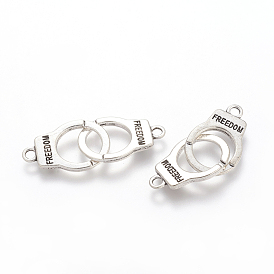 Tibetan Style Alloy Handcuff with Freedom Links/Connectors, Cadmium Free & Lead Free, 39x15x2mm, Hole: 2mm