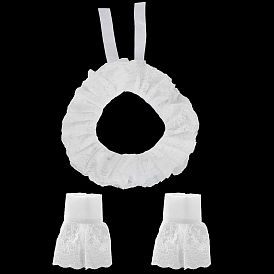 1Двухслойные кружевные воротники из полиэстера, вышитая отделка декольте, край аппликации для шитья одежды, аксессуары для одежды diy, с 1парой нейлоновых кружевных нарукавников