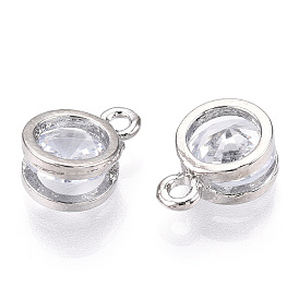 Плоские круглые сплав очаровывает, с кубического циркония, 11x8x5 мм, отверстие : 1.5 мм