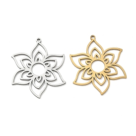 Pendentifs en acier inoxydable, charmes de fleurs, Coupe au laser