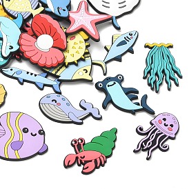 Ocean Theme PVC Plastic Cabochons, Mixed Shapes