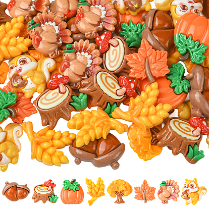 48 шт. 8 стили осенняя тематика смоляные кабошоны, разнообразные