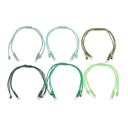 12 Stück 6 Farben geflochtene Nylonschnur zum Herstellen von geflochtenen Armbändern, mit Messingperlen und 304 Edelstahlkordelenden, golden