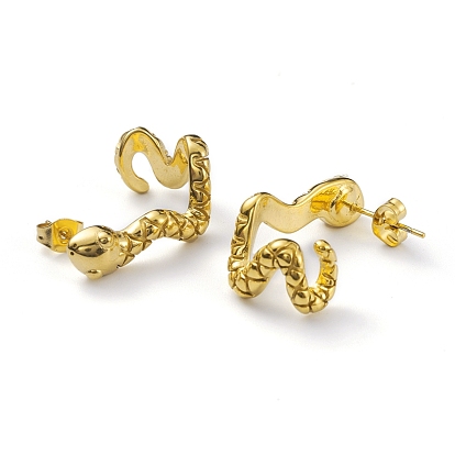 304 Stainless Steel Snake Stud Earrings for Women, Ion Plating(IP)