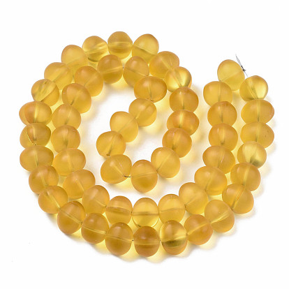 Transparent Frosted Glass Beads Strands, Oval