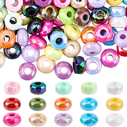120 шт. 3 стили УФ-покрытие радужные переливающиеся акриловые европейские бусины, бусины с большим отверстием, рондель