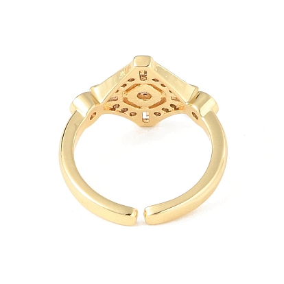 Открытое кольцо-манжета с ромбами из прозрачного циркония, стеллаж для латунных украшений для женщин, без свинца и без кадмия