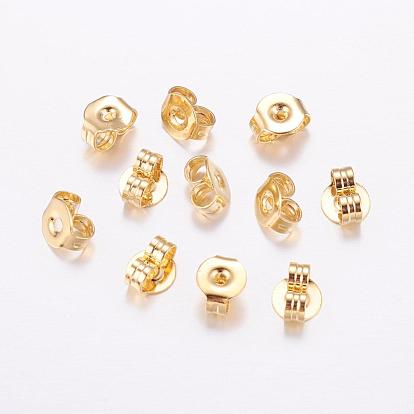 Brass Ear Nuts, Friction Earring Backs for Stud Earrings, Long-Lasting Plated, Real 18K Gold Plated, Cadmium Free & Nickel Free & Lead Free