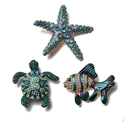 Значки на лацкан из сплава со стразами в морском стиле для рюкзака, одежды, одежды