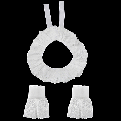 1Двухслойные кружевные воротники из полиэстера, вышитая отделка декольте, край аппликации для шитья одежды, аксессуары для одежды diy, с 1парой нейлоновых кружевных нарукавников