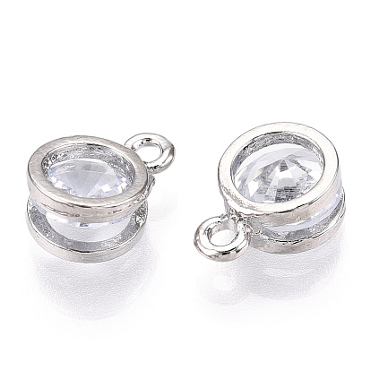 Плоские круглые сплав очаровывает, с кубического циркония, 11x8x5 мм, отверстие : 1.5 мм