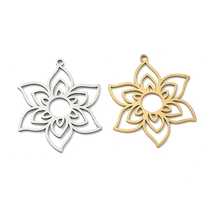 Pendentifs en acier inoxydable, charmes de fleurs, Coupe au laser
