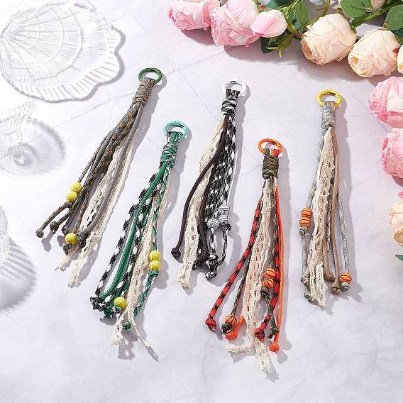 5шт 7 внутренние сердечники полиэстер и спандекс шнур веревки подвесные украшения, с отделкой из акрила и кружева