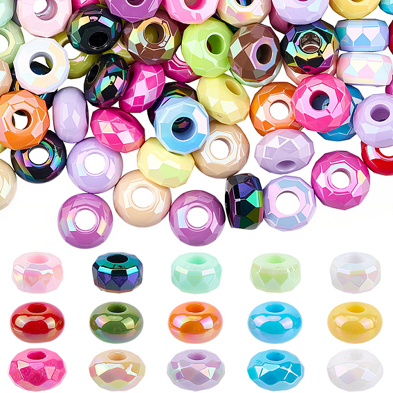 120 шт. 3 стили УФ-покрытие радужные переливающиеся акриловые европейские бусины, бусины с большим отверстием, рондель