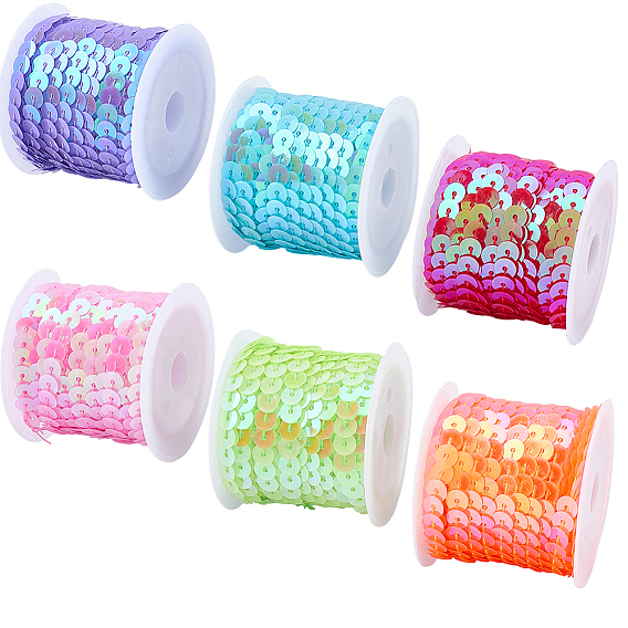 6рулоны 6 цвета экологически чистые пластиковые бусины-пайетки, блестки бисер, Аксессуары для орнаментов, плоско-круглые