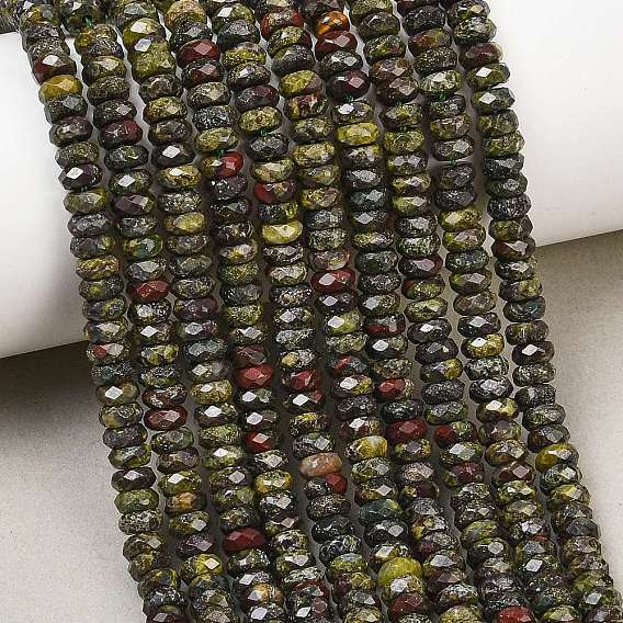 Natural Dragon Blood Beads Strands, Faceted Rondelle
