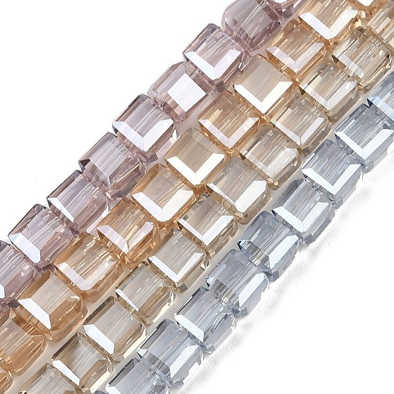 Гальванизируйте прозрачное стекло бисер нитей, Cude, граненые, гальваническое покрытие