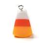 Halloween Opaque Resin Pendants, Candy Corn Charms with Platinum Plated Iron Loops