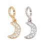 Подвески-шармы в виде луны из прозрачного кубического циркония с микропаве из латуни, Подвески с большими отверстиями, долговечный, стойки покрытие