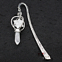Gemstone Merkaba Star Pendant Bookmark, Antique Silver Plated Alloy Hook Bookmark