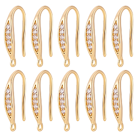 20 латунные крючки для серег из прозрачного кубического циркония с микропаве, без никеля 