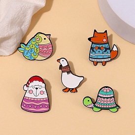 Cartoon Animal Enamel Pin, Electrophoresis Black Alloy Cute Brooch for Backpack Clothes