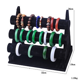 3-Tier Velvet Detachable Flannel Bracelet Display Stands, Jewelry Display Rack